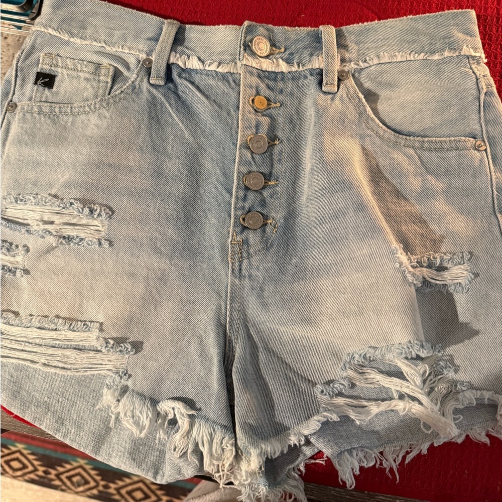 KanCan Light Blue Distressed Jean Shorts